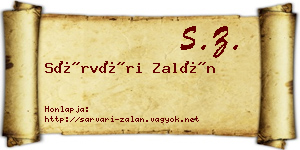 Sárvári Zalán névjegykártya