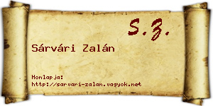 Sárvári Zalán névjegykártya